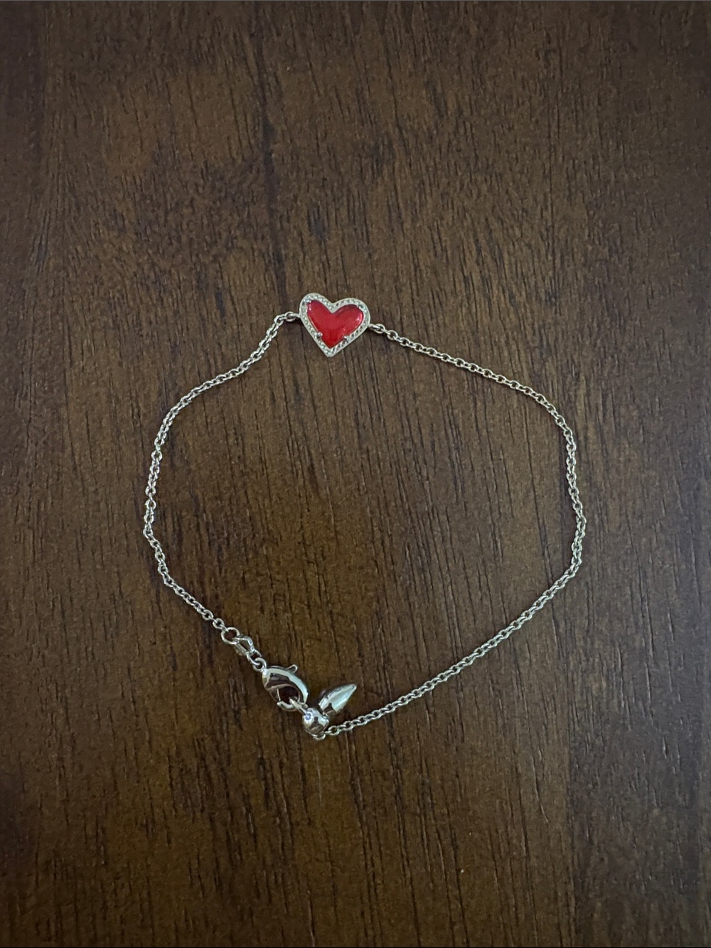 Kendra Scott Gold Chain Bracelet with Red Heart Charm